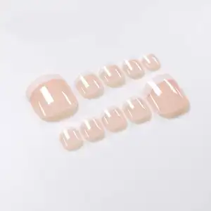 240 pièces faux ongles pointe acrylique ongles artificiels français couverture complète orteil Art ongles pour femmes Nail Salon bricolage pied
