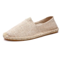 Chaussures d'été tendance en toile tissée à la main avec semelle en chanvre, espadrilles plates en lin pour hommes, style pêcheur décontracté