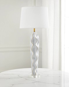 Lampe de table LED en résine et tissu de style moderne avec abat-jour rond, alimentation CC - Product Image 1