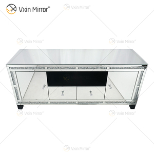Mobile <span class=keywords><strong>TV</strong></span> in Stile Moderno Argento Nuovo Design con Specchio e Camino Arredamento per Soggiorno - Product Image 2
