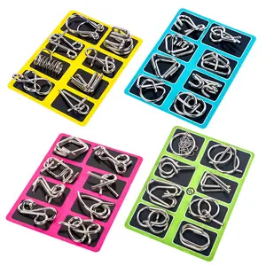 8 Sets/pack Metal Crafts Ring Puzzles Classic Iq Brain Teaser Magic Baffling Puzzles Game Toys For Children Adults