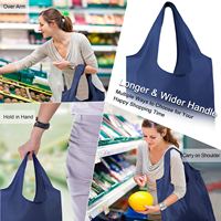 Sac à provisions pliable en Polyester vierge avec Logo personnalisé, fourre-tout d'épicerie réutilisable et écologique
