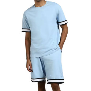 Ensemble deux pièces décontracté pour homme personnalisable, de haute qualité, 100% coton respirant, t-shirt et short pour l'été - Product Image 1