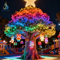 Festivallaterne Riesiger Regenbogen-LED-Baum mit Tierfiguren |   3D-Lichtinstallation für Weihnachten & Freizeitparks