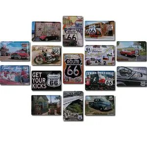 Großhandel benutzer definierte Metall Wand kunst Zinn Zeichen Vintage Retro Route 66 Serie Zinn Zeichen Handwerk für Home Wand dekoration