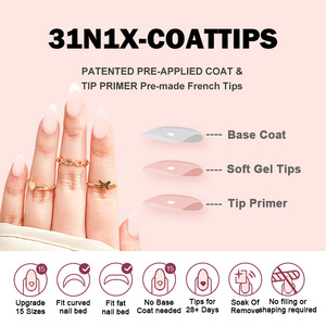150 Uñas Postizas con Punta Francesa, Estilo Cuadrado Almendrado, Superficie Brillante, Uñas Artificiales para Mujer, Venta al por Mayor para Salón de Belleza - Product Image 4