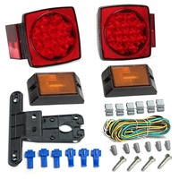 Kit de feux arrière de remorque LED carré étanche 12V lentille claire Kit de licence de feux de course de clignotant d'arrêt de frein de remorque rouge
