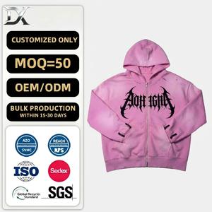 Sudadera con capucha <span class=keywords><strong>Cyber</strong></span> Sigilism con gráfico metálico en rosa descolorido por el sol |   Sudadera con capucha holgada de felpa gruesa de 450 g con cremallera completa y efecto desgastado, estilo streetwear de lujo - Product Image 1