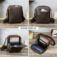 Contact's Vollnarbige Gewachste Leder-Umhängetasche für Herren Vintage Einfache Crossbody-Kuriertasche Erweiterbar Passend für 8,3-Zoll-Tablets