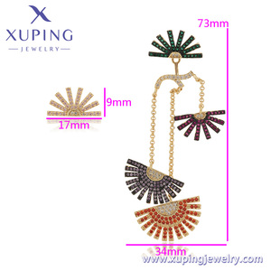 Pendientes-1007 Joyería XUPING Pendientes Asimétricos Personalizados Chapados en Oro de 14K Joyería de Cobre Pendientes de Mujer de Lujo - Product Image 2