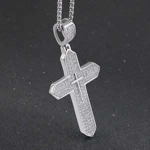 Collar de Cruz de Acero Inoxidable Chapado en Oro con Cristales y Diamantes, Estilo Hip Hop Gótico, Joyería para Hombre, Venta al Por Mayor - Product Image 2