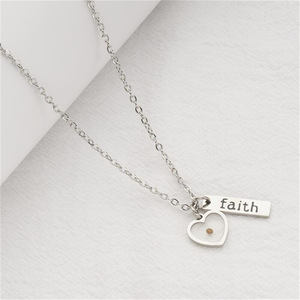 สร้อยคอจี้เมล็ดมัสตาร์ดขายดี พร้อมจารึกคำว่า Faith Brand Belief สร้อยคอแฟชั่นสแตนเลสคุณภาพสูง - Product Image 4