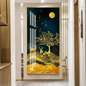 Dipinto Creativo <span class=keywords><strong>Cervo</strong></span> Dorato, Pittura Astratta su Cristallo e Porcellana, <span class=keywords><strong>Quadro</strong></span> Decorativo per Soggiorno, Decorazione Artistica da Parete per Casa - Product Image 3