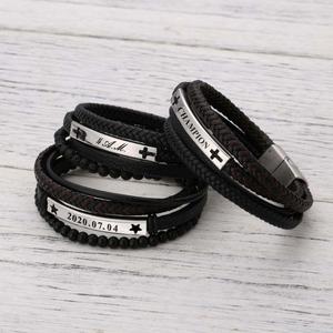 2025 luxe logo personnalisé cadeau en acier inoxydable pierres naturelles vache manchette peau de vache <span class=keywords><strong>Bracelet</strong></span> en <span class=keywords><strong>cuir</strong></span> hommes <span class=keywords><strong>Bracelet</strong></span> en <span class=keywords><strong>cuir</strong></span> - Product Image 2