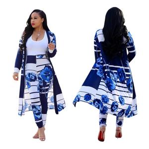 Coldker abiti donna autunno <span class=keywords><strong>abbigliamento</strong></span> donna <span class=keywords><strong>elegante</strong></span> cappotto lungo stampato due pezzi Set <span class=keywords><strong>abbigliamento</strong></span> Boutique - Product Image 2