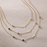 Collier Croix en Acier Inoxydable Plaqué Or 14K Jietao avec Pierre de Naissance Personnalisée, Sertie de Multiples Zircons Cubiques, Bijou Religieux Chrétien