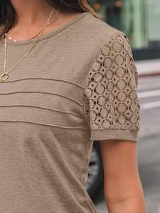 Camisas de manga corta para mujer, Tops de verano de encaje elegante, camisetas informales de Moda de Primavera 2025, blusas bonitas para el trabajo - Product Image 3