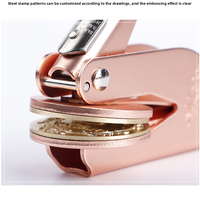Nouveau or Rose mariage gaufrage timbres bureau Portable bricolage motif métal rond 40mm sec gaufreur timbre sceau pour papier
