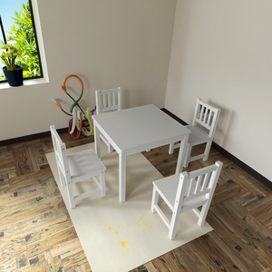 Set di Mobili Moderni in Legno per Asilo Nido per 4 Persone, Tavolo e Sedie Sicuri per Soggiorno e Ufficio Domestico con Design Ecologico - Product Image 3