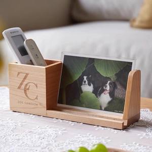 <span class=keywords><strong>Porte</strong></span>-stylo de bureau en bois multifonctionnel et support de téléphone avec cadre photo Organisateur de bureau en bois personnalisé - Product Image 2