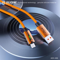 Kabel 3A Desain Baru Grosir dengan Lampu LED Hijau, Kabel Pengisian Cepat Micro USB, Kabel Data Tipe-C untuk Ponsel
