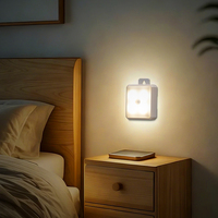 SMASOON Lámpara Nocturna Postmoderna con Sensor de Movimiento por Inducción, Control por Voz Mediante Aplicación, Funciona con Batería, Montaje Magnético en Pared, Residencial