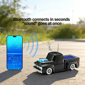Vintage Style Pickup Truck Wireless <b>Speaker</b> Bluetooth 1200mAh Battery-Portable Solar Panel LED Lights FM <b>Radio</b> Built-in - Product Image 4