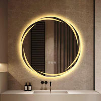 Miroir intelligent LED rond en verre de luxe avec interrupteur tactile anti-buée pour salle de bain et hôtel