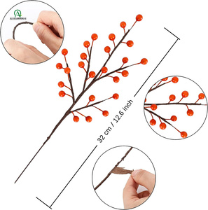 Ramoscelli di bacche lucide arancioni autunnali artificiali per ornamenti di alberi di natale Festival di casa ringraziamento natale dicembre - Product Image 3