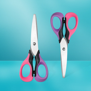 Stainless Steel Paper Scissors Straight Head Reddish Purple For Home And School Use - Product Image 1