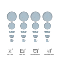 Ensemble de petit déjeuner nordique en céramique porcelaine bol tasse soucoupe luxe bleu clair 20 pièces assiettes ensembles ensembles de vaisselle pour la maison