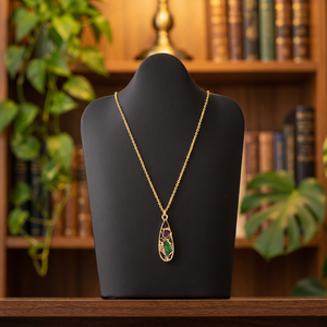 Hot Selling Mohave Mix Copper Turquoise Teardrop Pendant <b>Necklace</b> Brass 18k Gold Plated <b>Statement</b> Jewelry Cable Chain <b>Necklace</b> - Product Image 4