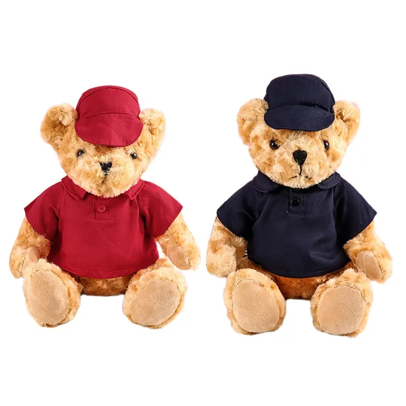 Gấu bông màu nâu đồ chơi sang trọng với áo sơ mi và mũ ít t Áo sơ mi Gấu bông Kawaii Đồ chơi động vật nhồi bông quà tặng ngày Valentine