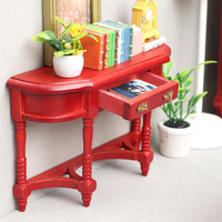 Table console miniature en bois à l'échelle 1/12, style européen classique, demi-table pour maison de poupée, mobilier personnalisé OEM EN71, vente en gros