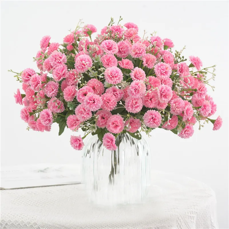 5 สาขาดอกไม้ 20 Buds ขนาดเล็กกานพลู MINI ไฮเดรนเยียดอกไม้คาร์เนชั่นงานแต่งงานประดิษฐ์ดอกไม้