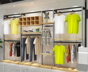 Étagère de présentation pour magasin de vêtements pour hommes, sur pied avec éclairage, tube épaissi, étagère murale personnalisée - Product Image 2