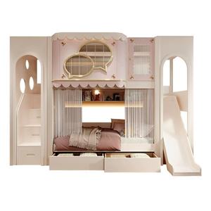 Lit enfant <span class=keywords><strong>en</strong></span> <span class=keywords><strong>bois</strong></span> <span class=keywords><strong>rose</strong></span> JS Luxury Cloud Themed, écologique, avec glissière et tiroirs <span class=keywords><strong>de</strong></span> rangement, confortable et durable, pour <span class=keywords><strong>chambre</strong></span> d'enfant ou d'écolier. - Product Image 2
