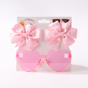 Set di <span class=keywords><strong>occhiali</strong></span> <span class=keywords><strong>da</strong></span> <span class=keywords><strong>sole</strong></span> copricapo accessori per bambini stampa Dot nastro a coste fiocco per capelli <span class=keywords><strong>occhiali</strong></span> <span class=keywords><strong>da</strong></span> <span class=keywords><strong>sole</strong></span> - Product Image 4