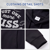 Sweat à capuche oversize 100 % coton pour homme, noir uni, épais, avec logo personnalisé imprimé en relief, style streetwear, fabricant