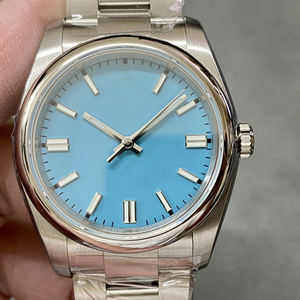 Montre-bracelet automatique de luxe unisexe, boîtier en acier inoxydable de 41 mm, verre saphir, cadran bleu ciel, montre mécanique analogique, étanche 100 bars - Product Image 1