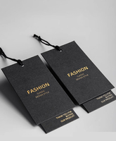 Étiquettes imprimées en aluminium de luxe personnalisées Étiquettes volantes en papier noir recyclé avec corde noire pour vêtements