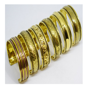Vintage 1990 Arkansas Victorian Muslim Snake Shape Stamped Oval Cuff <b>Bracelet</b> Gold Matte Finish Gold women festival <b>copper</b> gift - Product Image 6