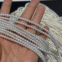 Collier en perles d'eau douce naturelles, qualité AAA, couleur blanche, presque rondes, 4-4,5 mm, non finies, pour la fabrication de bijoux, vente en gros
