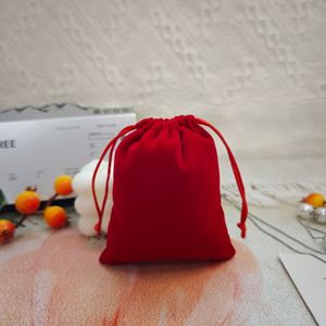 Flexography Velvet Drawstring Pouch Custom Emboss Logo Velvet Gift Bag Jewelry Brooch Storage Bag Jewelry Bag With <b>Ribbon</b> - Product Image 4