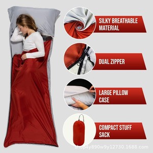 Saco de Dormir Rectangular WOQI Rojo Ladrillo 930g Ligero y Transpirable Estilo Sobre para Adultos, Camping y Viajes - Product Image 1