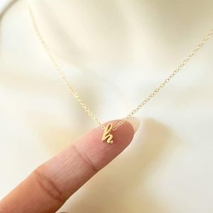 Collier avec pendentif initial miniature de la A à la Z, plaqué or 18 carats, en acier inoxydable, pour femmes, pour fêtes, mariages, anniversaires - Product Image 5