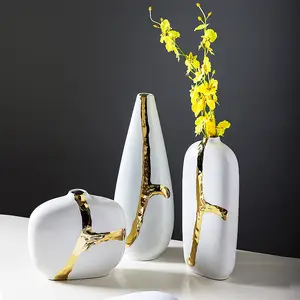 Small Decoration Ceramic Luxury Gold Living Room Flower Arrangement Ornaments Nordic Vase