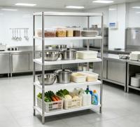 5-laags zwaarbelastbaar rek van roestvrij staal, verstelbaar, voor commerciële opslag in restaurant, keuken, kantine, hotel