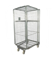Chariot métallique à cage de protection Spark Light Duty 710x800xH1800, assemblé, fermeture rapide, 5 étagères, capacité 200 kg, roues, pour blanchisserie et hôpital