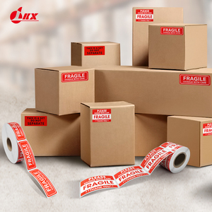 Etiquetas de Advertencia de Frágil con Código de Barras, Impresión de Logotipo OEM, Duraderas, Resistentes al Agua, Adhesivas, Semi Brillantes, Transferencia Térmica - Product Image 2